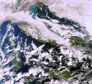 Ilustracja: Sroga zima okiem satelity <br />
fot. ESA