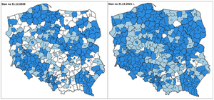 Ilustracja: Stan wdrożeń układu PL-EVRF2007-NH na koniec 2021 r.