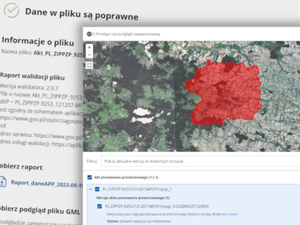 Ilustracja: [aktualizacja] Jak działa przeglądarka APP przygotowana przez resort rozwoju? <br />
Fragmenty informacji o poprawnie zwalidowanym pliku w przeglądarce danych przestrzennych