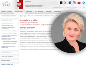 Ilustracja: Posłanka PO: numery KW nie powinny podlegać ograniczeniom w udostępnianiu <br />
Posłanka Bożena Lisowska
