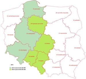 Ilustracja: GUGiK o planach pozyskiwania ortofotomapy w 2021 roku <br />
Ortofotomapy zlecone do opracowania przez ARiMR w 2021 r.