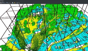Ilustracja: Obsługa chmur punktów w QGIS 3.18 <br />
Eyedome lighting
